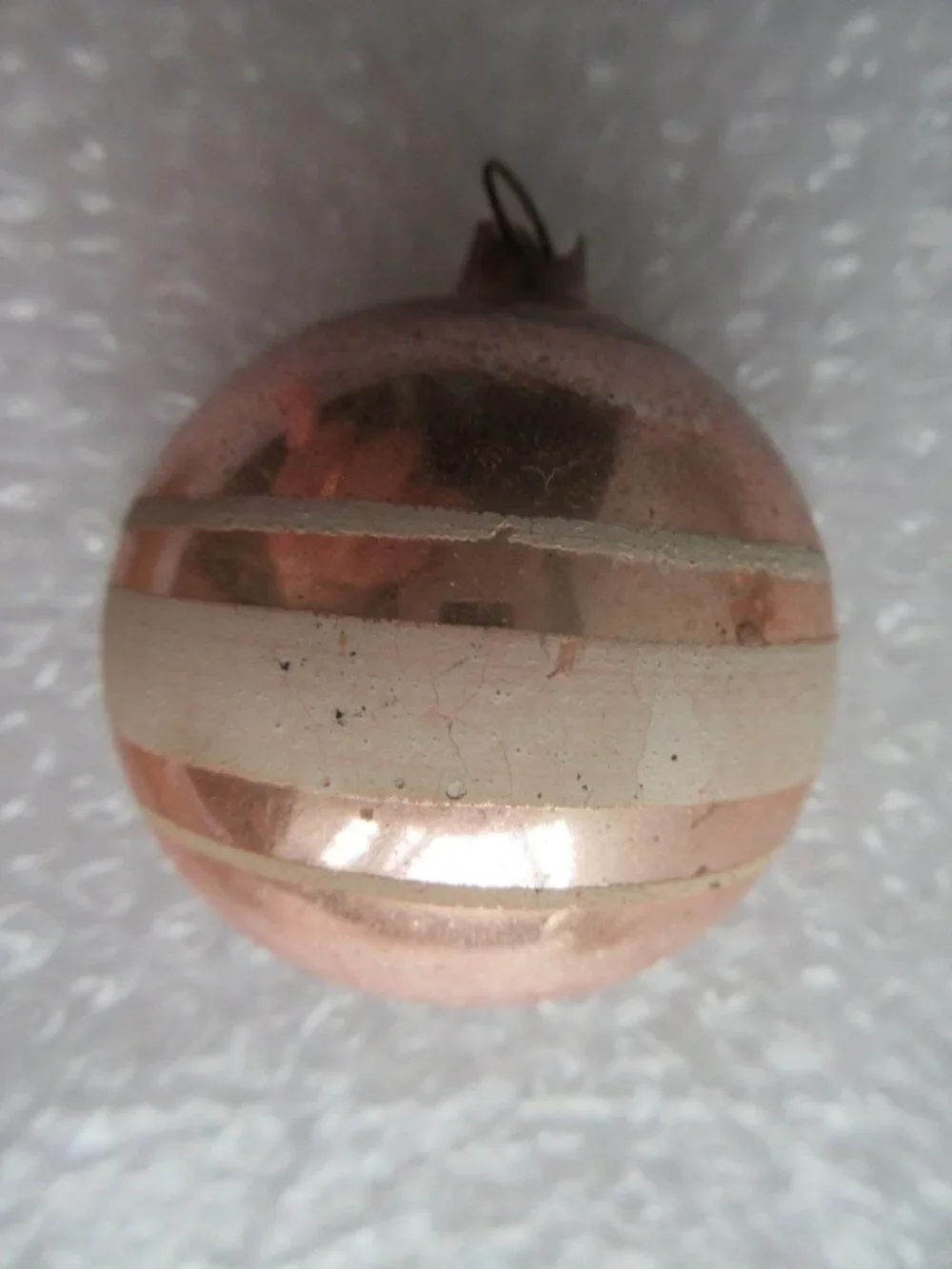 German Indent Glass Reflector Christmas Ornament Lot of 2 Pink Green Silver Vtg